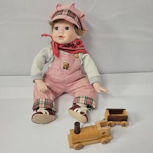 VTG Danbury Porcelain‎ Doll JIMMY TRAIN CONDUCTOR By Elke Hutchens Original Box